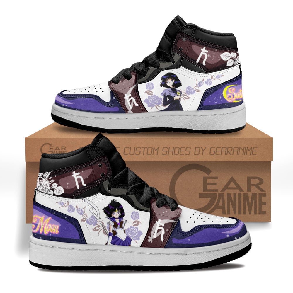 Sailor Saturn Hotaru Tomoe Custom Anime Kids High-Top Leather Sneakers