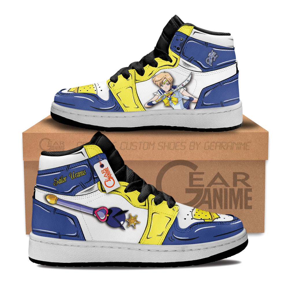 Sailor Uranus Custom Anime Kids High-Top Leather Sneakers Personalized