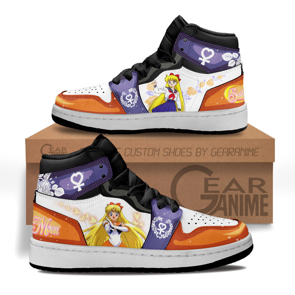 Sailor Venus Custom Anime Kids High-Top Leather Sneakers