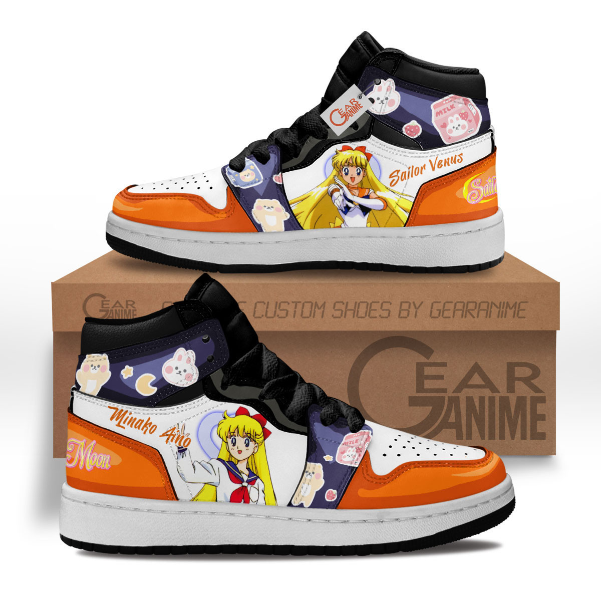 Sailor Venus Custom Anime Kids High-Top Leather Sneakers