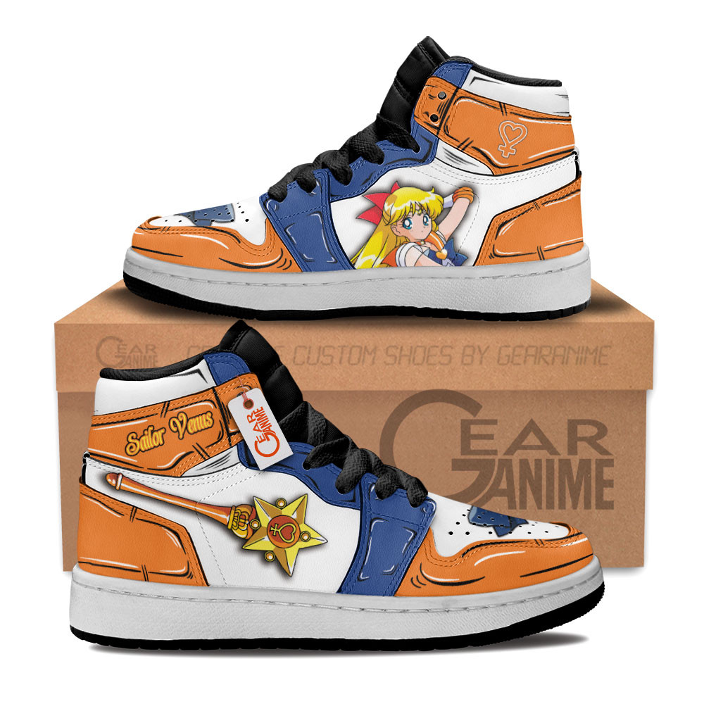 Sailor Venus Custom Anime Kids High-Top Leather Sneakers Personalized