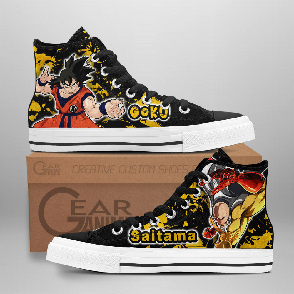 Saitama and Goku Custom Anime High-Top Canvas Shoes NTT210