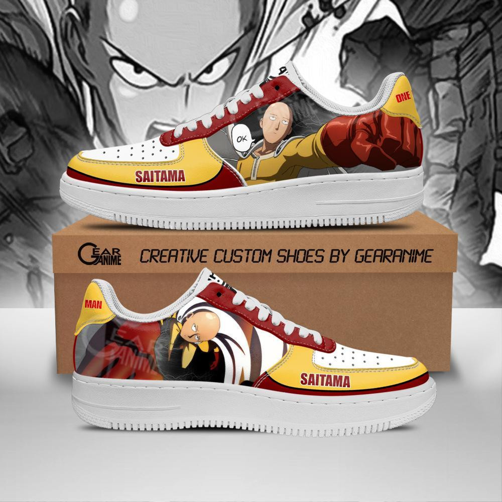 Saitama Custom Anime Low-Top Leather Sneakers