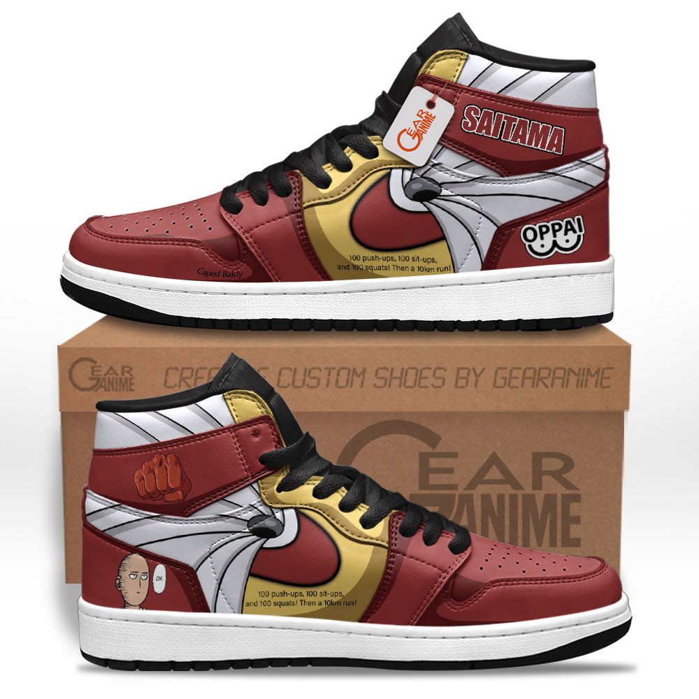 Saitama High-Top Leather Sneakers Custom Name
