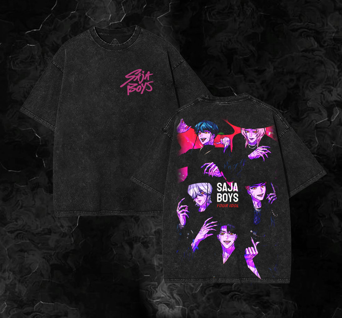 SAJA BOYS Oversized Tee – Kpop Demon Idol Graphic Shirt