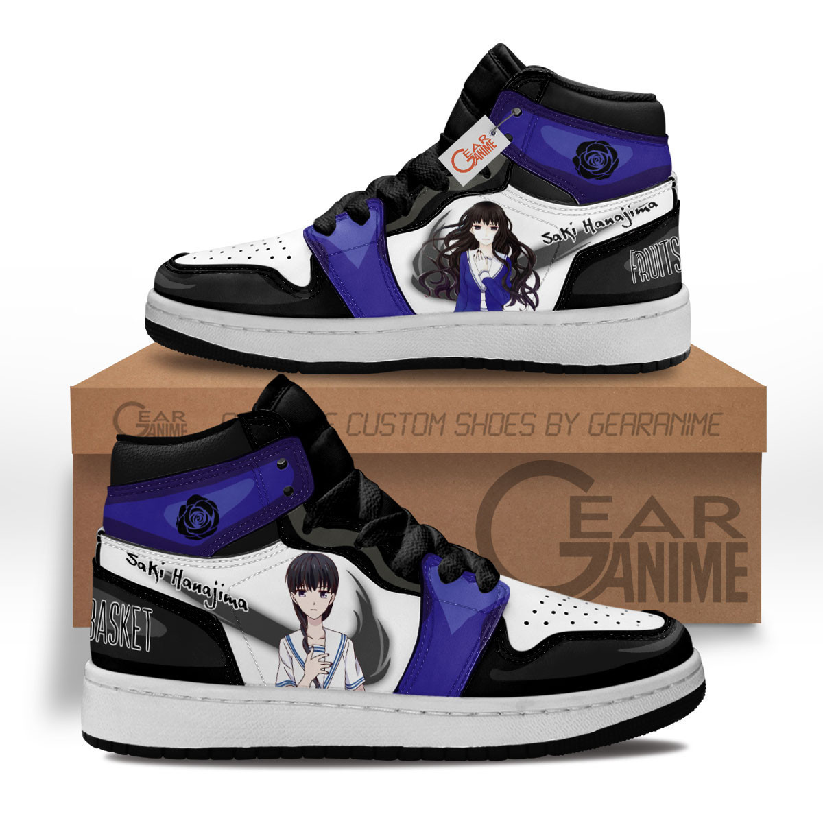 Saki Hanajima Custom Anime Kids High-Top Leather Sneakers MV1302