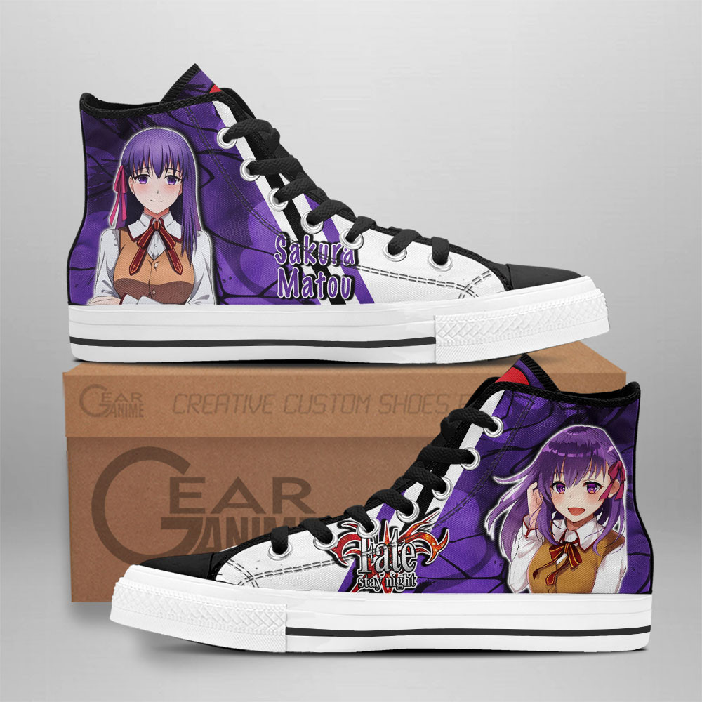 Sakura Matou Custom Anime High-Top Canvas Shoes