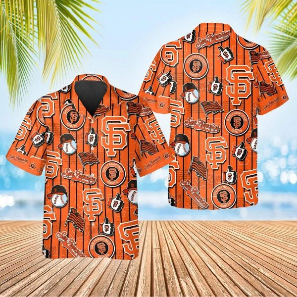 San Francisco Giants Bold Stripe Collage Hawaiian Shirt MLB Apparel Father's Day Gift Ideas
