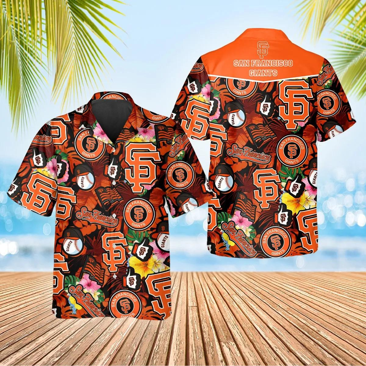 San Francisco Giants Tropical Logo Collage Hawaiian Shirt MLB Outfit Gift For Baseball Dads