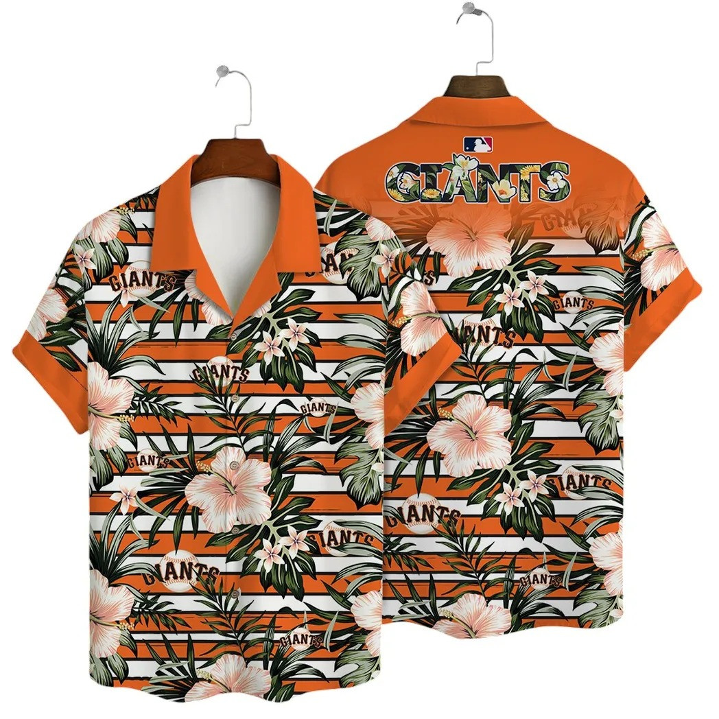 San Francisco Giants Tropical Stripe Hawaiian Shirt MLB Outfit Gift For Vacation Travelers
