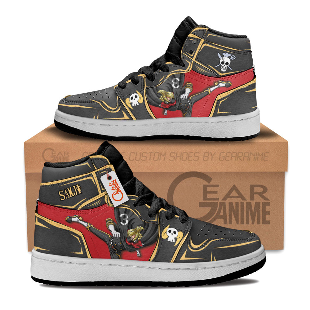 Sanji Raid Suit Custom Anime Kids High-Top Leather Sneakers Personalized