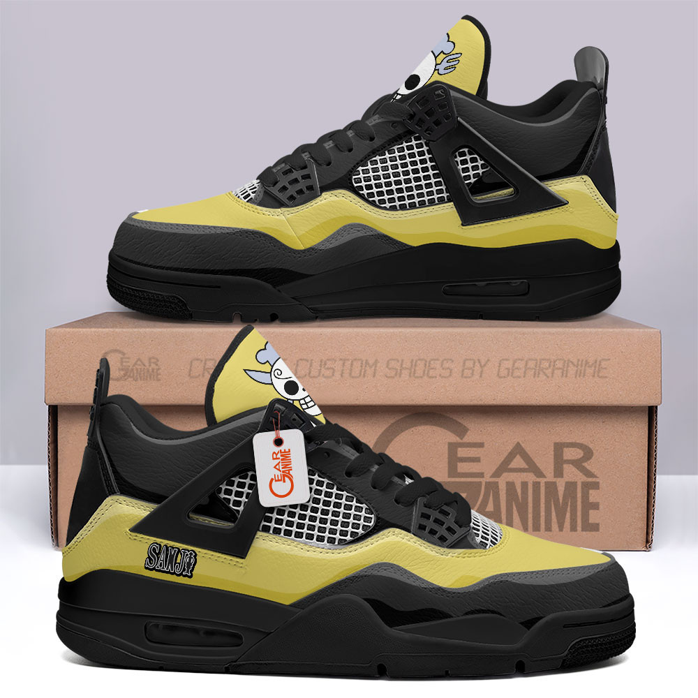 Sanji Retro 4 Leather Sneakers The Cook of Straw Hat Custom Name