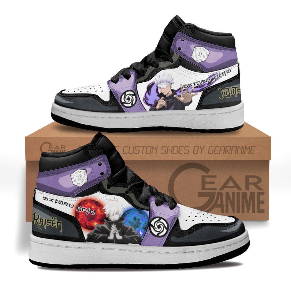 Satoru Gojo Custom Anime Kids High-Top Leather Sneakers Limitless & Six Eyes