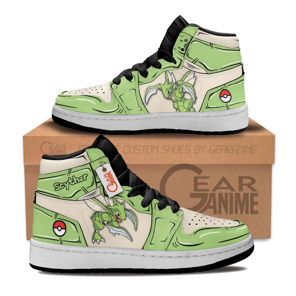 Scyther Custom Anime Kids High-Top Leather Sneakers Personalized