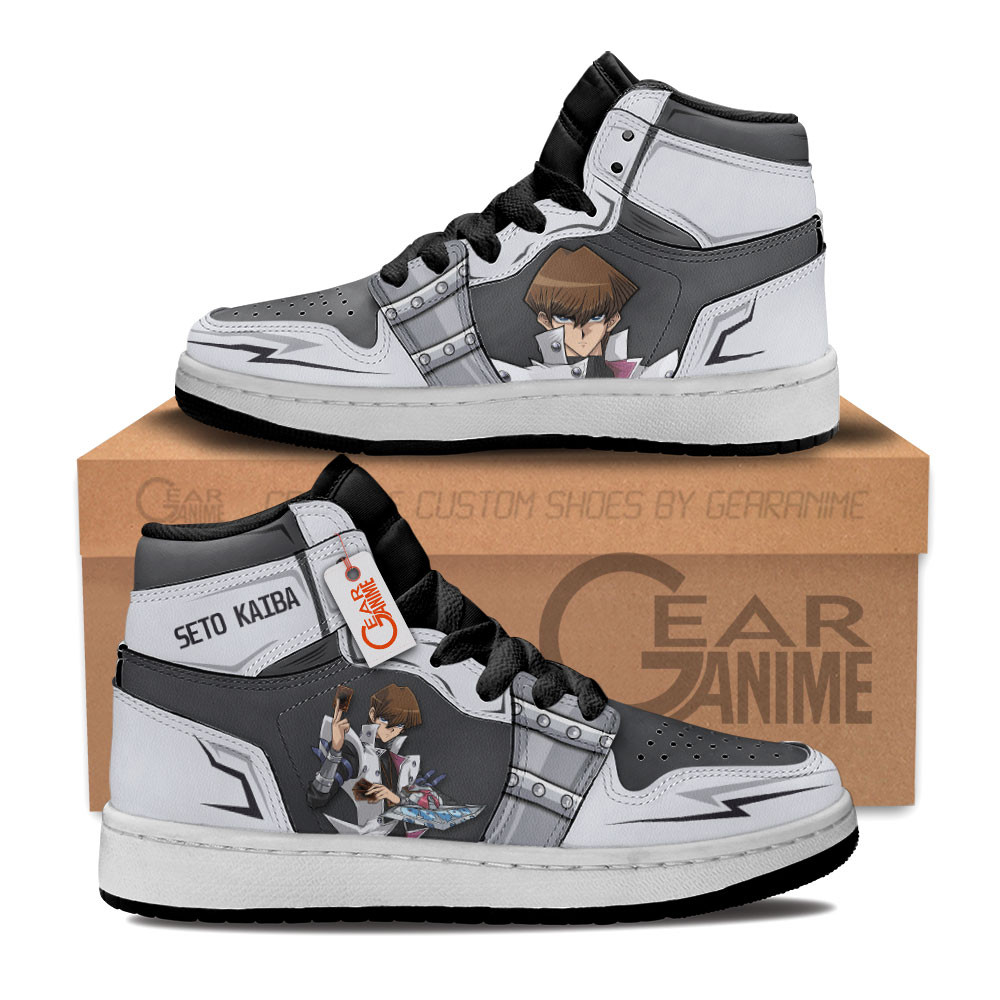 Seto Kaiba Custom Anime Kids High-Top Leather Sneakers