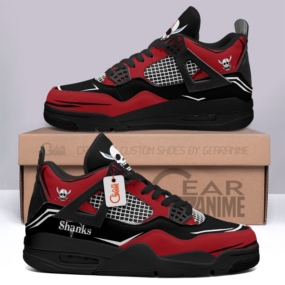 Shanks Retro 4 Leather Sneakers Red Hair Pirates Custom Name