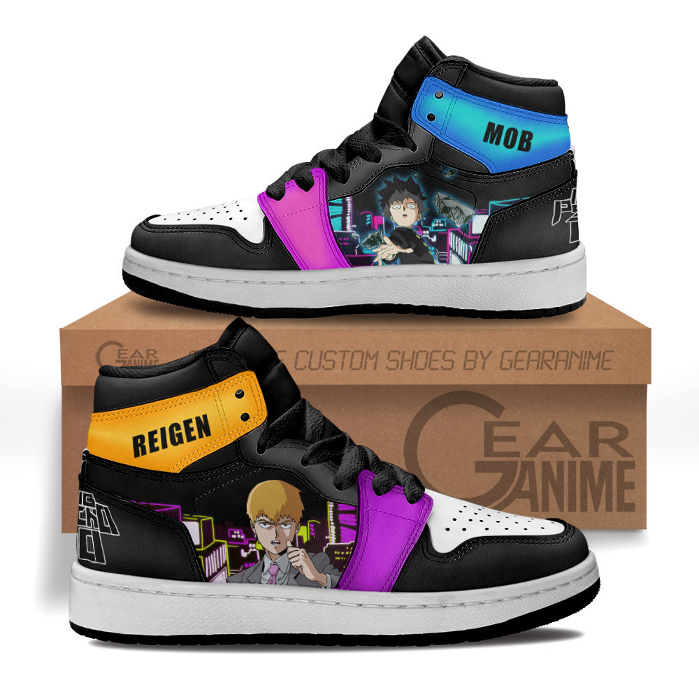 Shigeo Kageyama and Arataka Reigen Custom Anime Kids High-Top Leather Sneakers MV2802