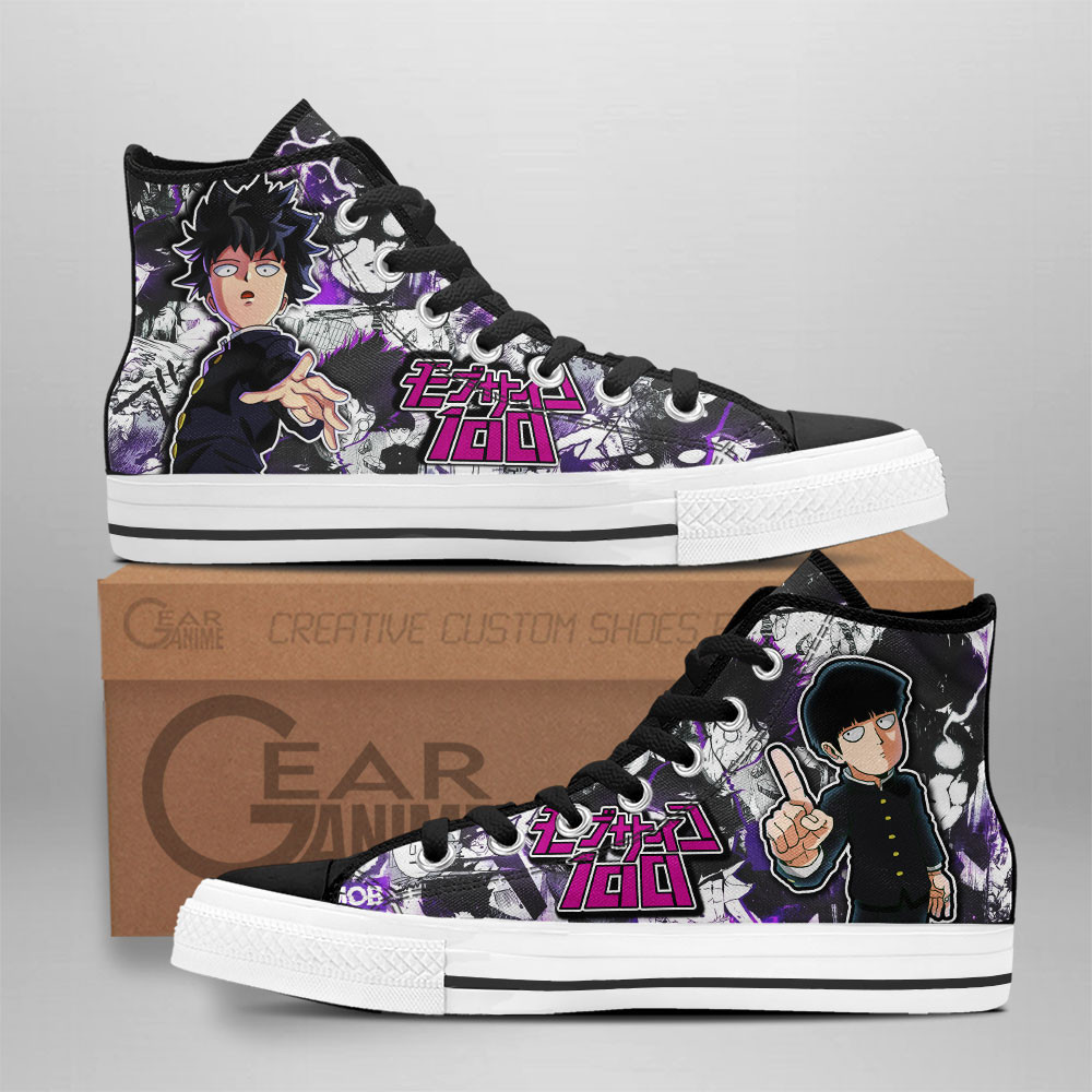 Shigeo Kageyama Custom Anime High-Top Canvas Shoes NTT090