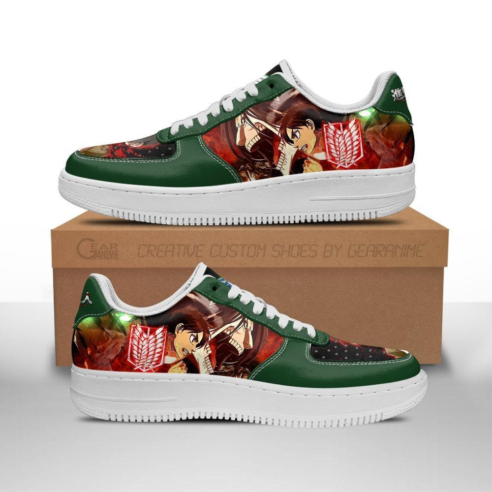 Shingeki Eren Yeager Custom Anime Low-Top Leather Sneakers
