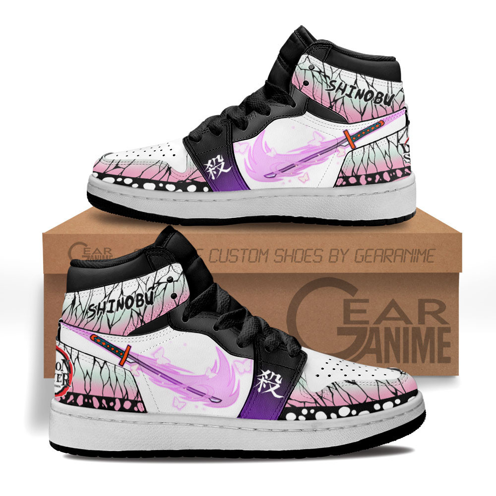 Shinobu Custom Anime Kids High-Top Leather Sneakers For Demon Slayer Fans