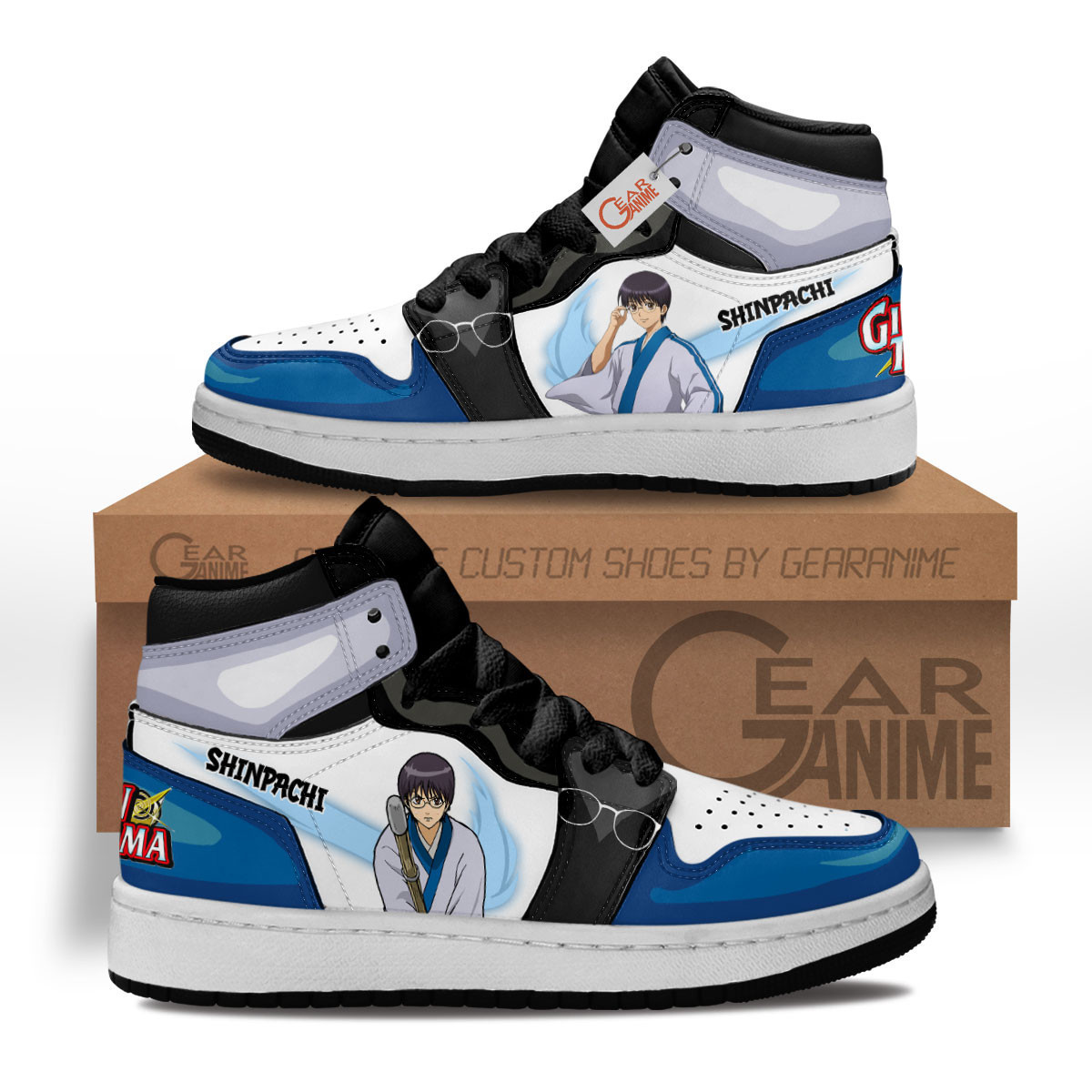 Shinpachi Shimura Custom Anime Kids High-Top Leather Sneakers MV1302