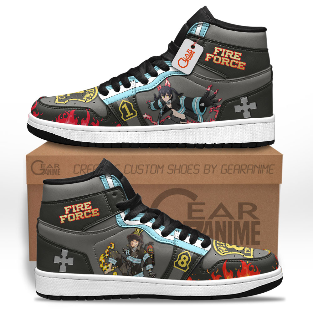 Shinra and Tamaki Custom Anime High-Top Leather Sneakers Character Style