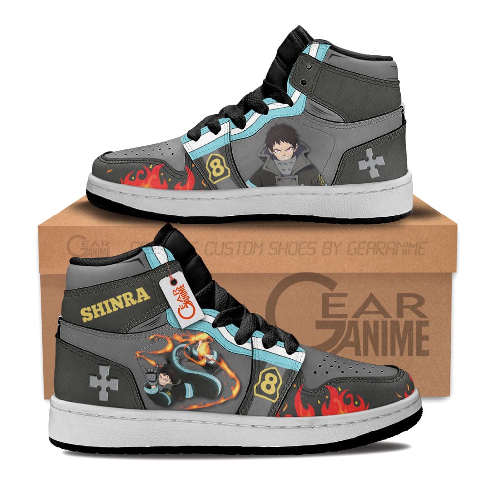 Shinra Kusakabe Custom Anime Kids High-Top Leather Sneakers
