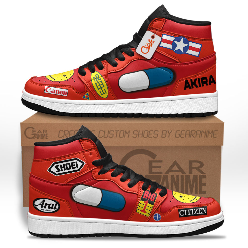 Shotaro Kaneda's Bike Custom Anime High-Top Leather Sneakers