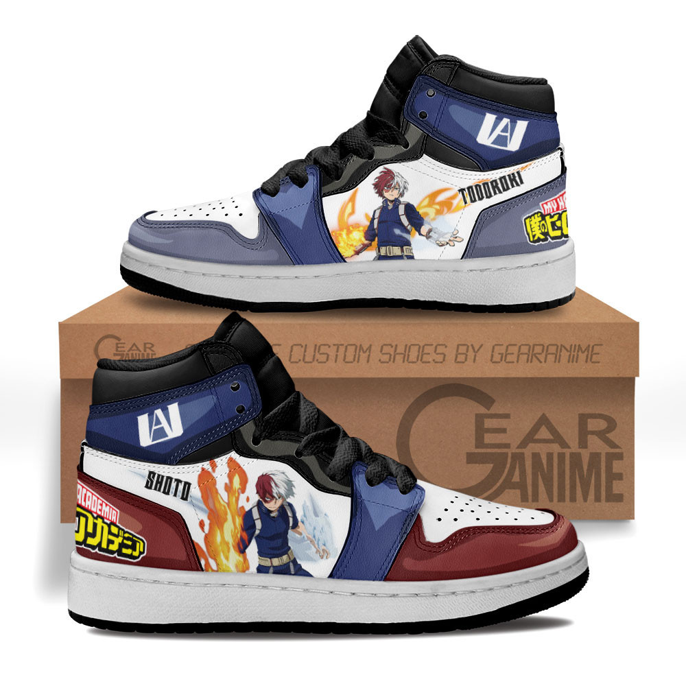 Shoto Todoroki Custom Anime Kids High-Top Leather Sneakers