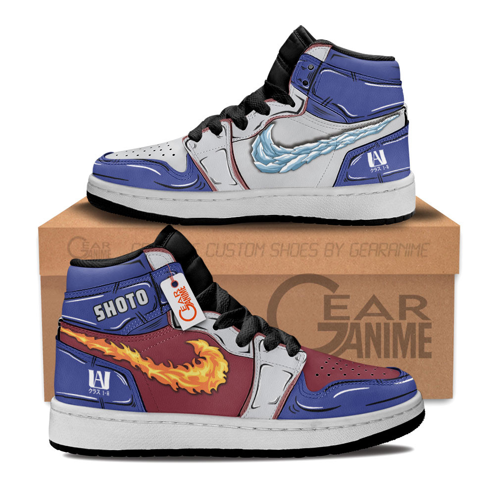 Shoto Todoroki Custom Anime Kids High-Top Leather Sneakers Personalized