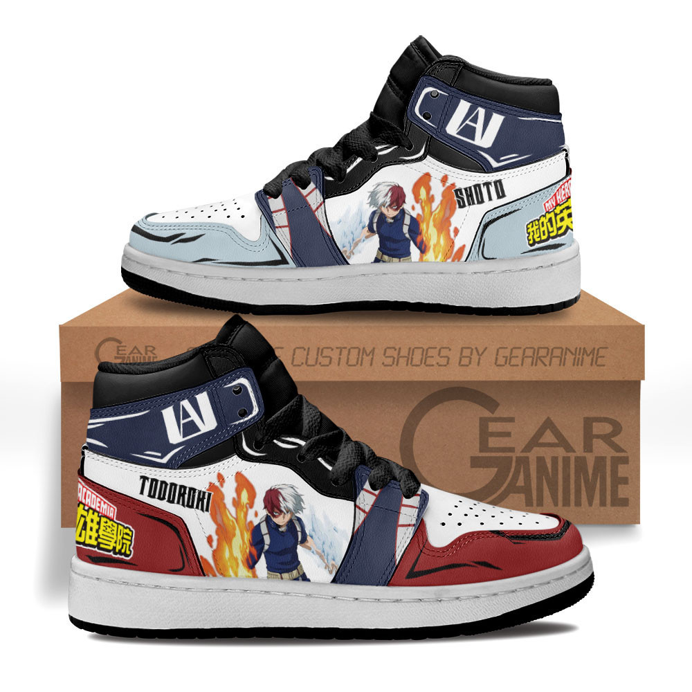 Shouto Todoroki Custom Anime Kids High-Top Leather Sneakers