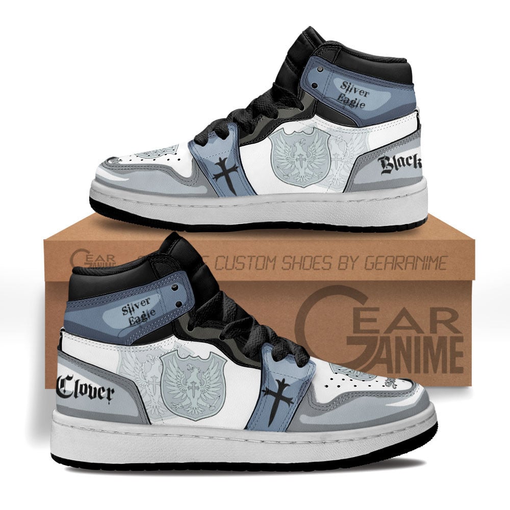 Silver Eagle Custom Anime Kids High-Top Leather Sneakers