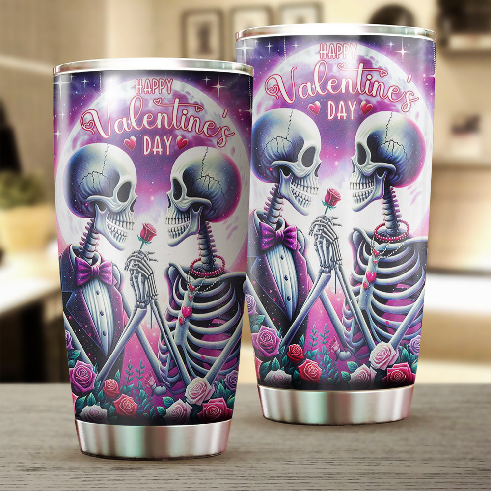 Skeleton Skull Happy Valentine’s Day Tumbler