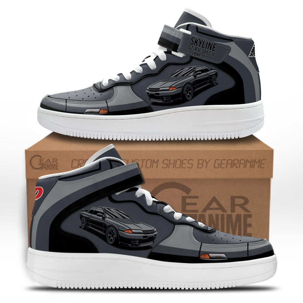 Skyline GT-R Custom Anime Mid-Top Leather Sneakers