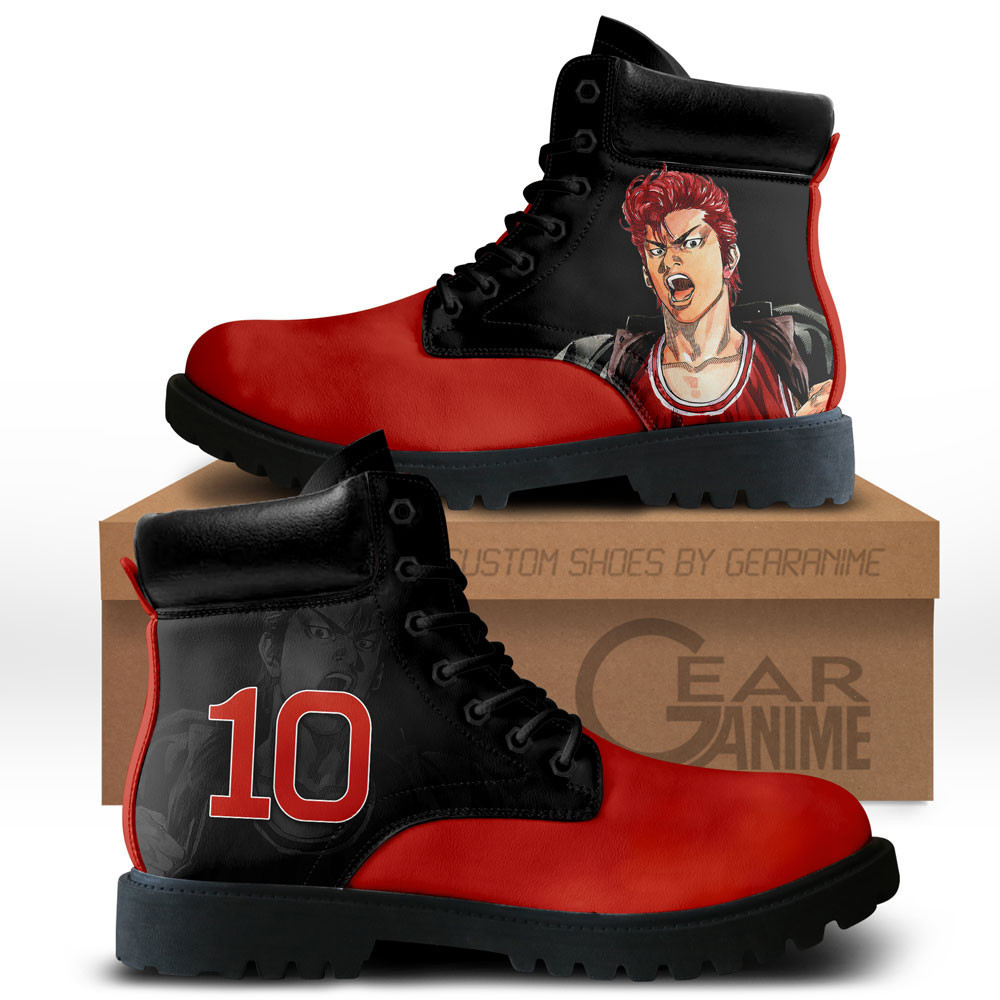Slam Dunk Sakuragi Hanamichi Custom Anime Combat Boots NTT211