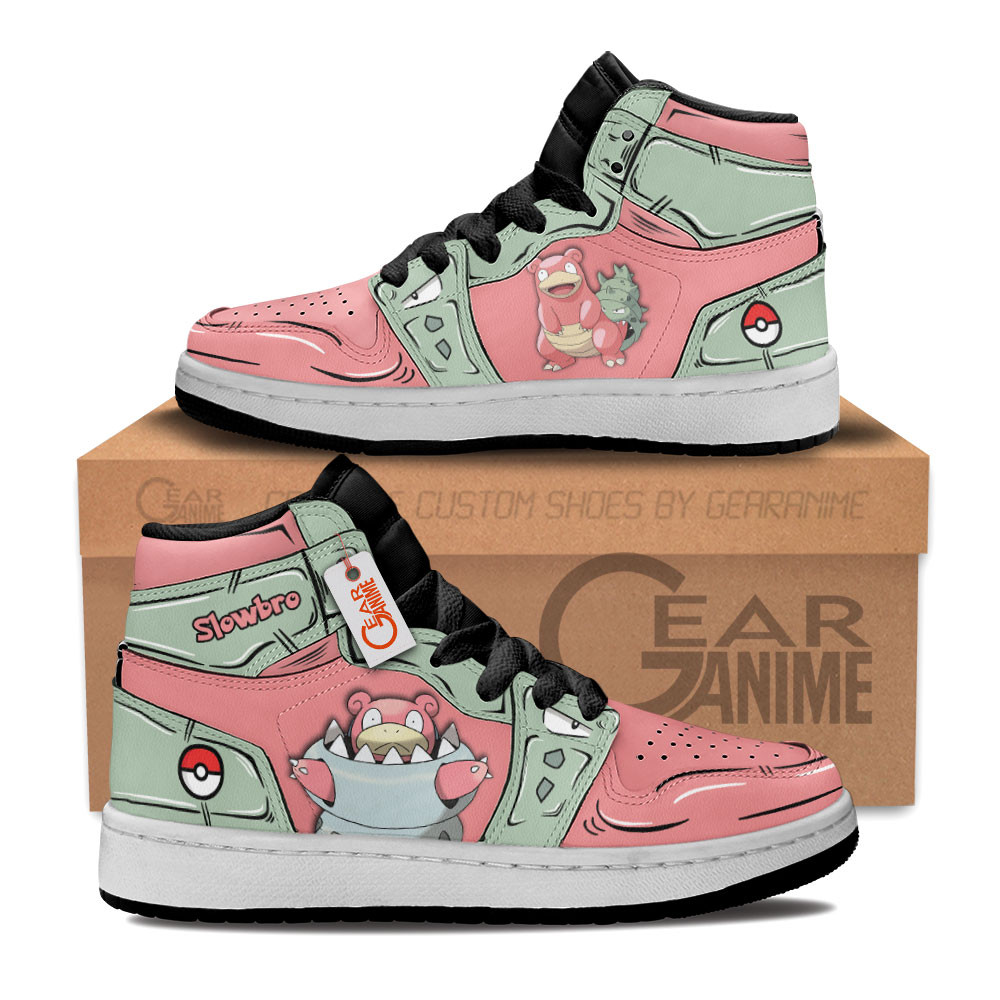 Slowbro Custom Anime Kids High-Top Leather Sneakers Personalized