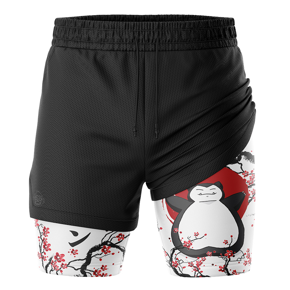 Snorlax Cherry Blossom Pokemon 2-in-1 Performance Shorts