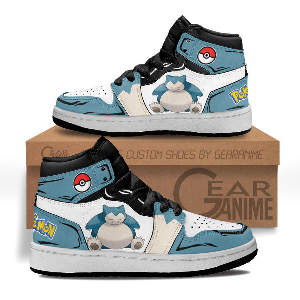 Snorlax Custom Anime Kids High-Top Leather Sneakers