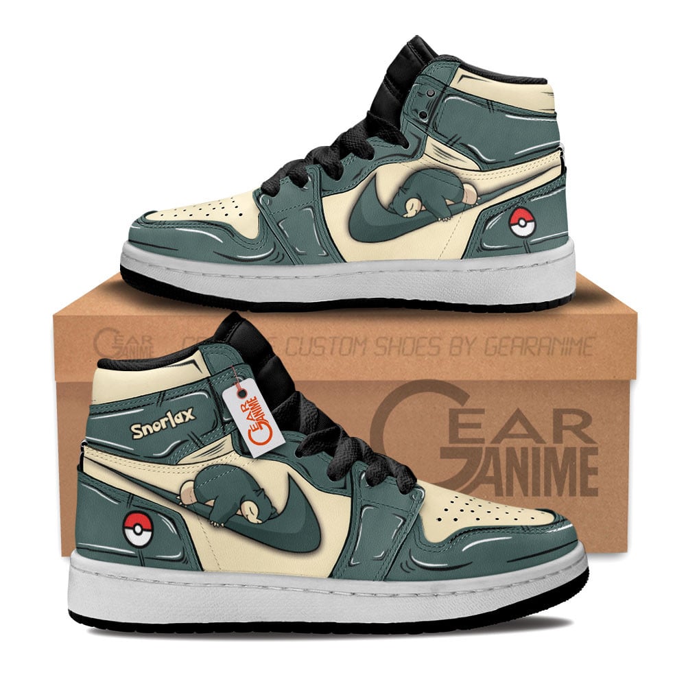 Snorlax Custom Anime Kids High-Top Leather Sneakers Personalized