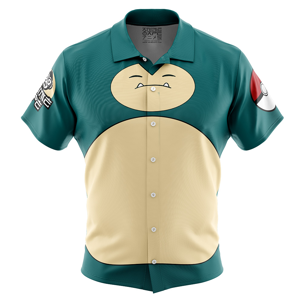 Snorlax Face Pokemon Button Up Hawaiian Shirt