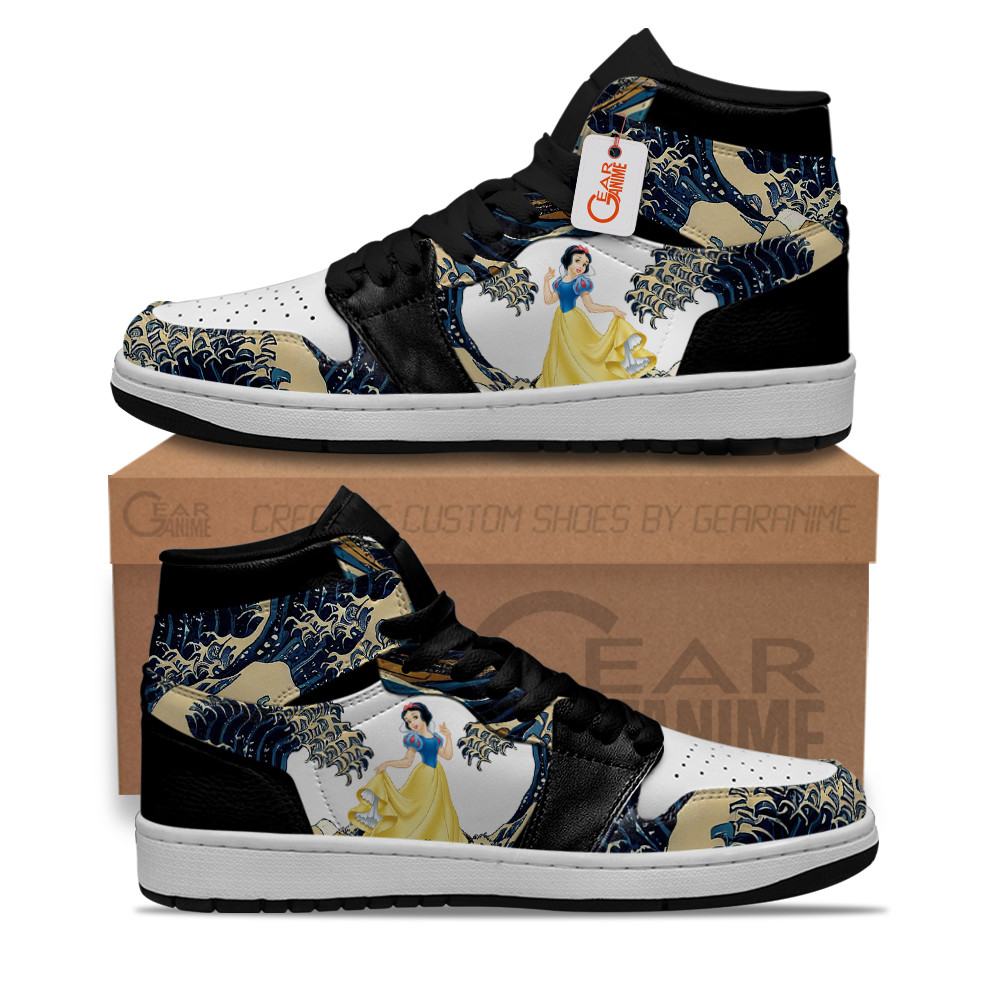 Snow White Kanagawa Great Wave Custom Movie High-Top Leather Sneakers