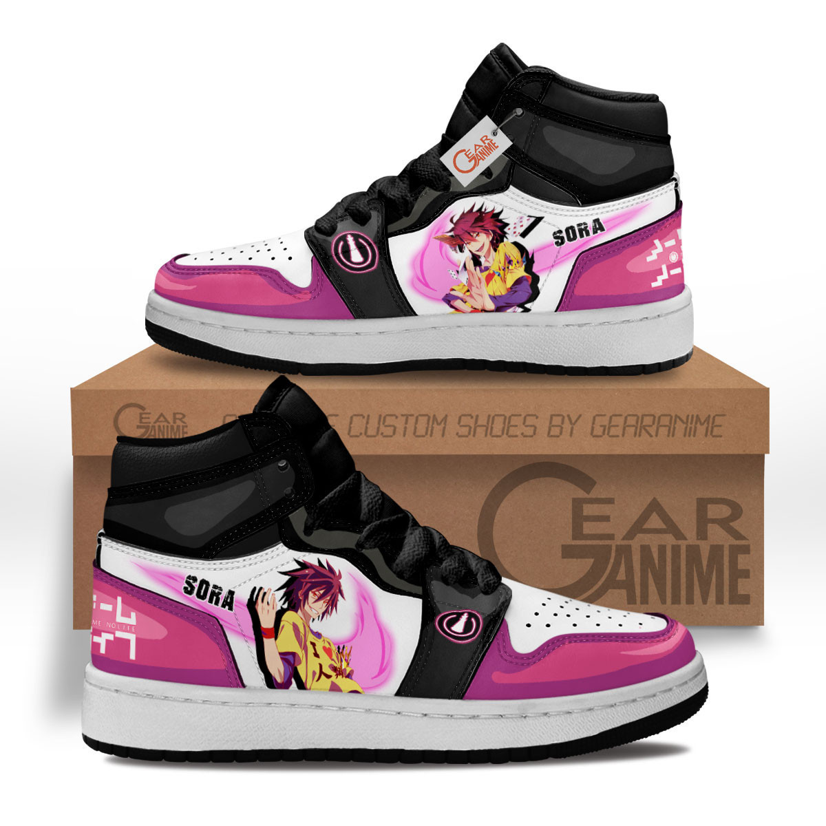 Sora Custom Anime Kids High-Top Leather Sneakers