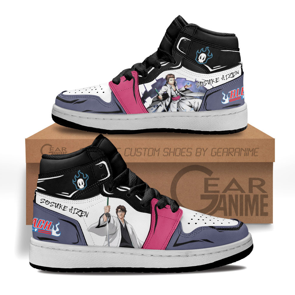 Sosuke Aizen Custom Anime Kids High-Top Leather Sneakers