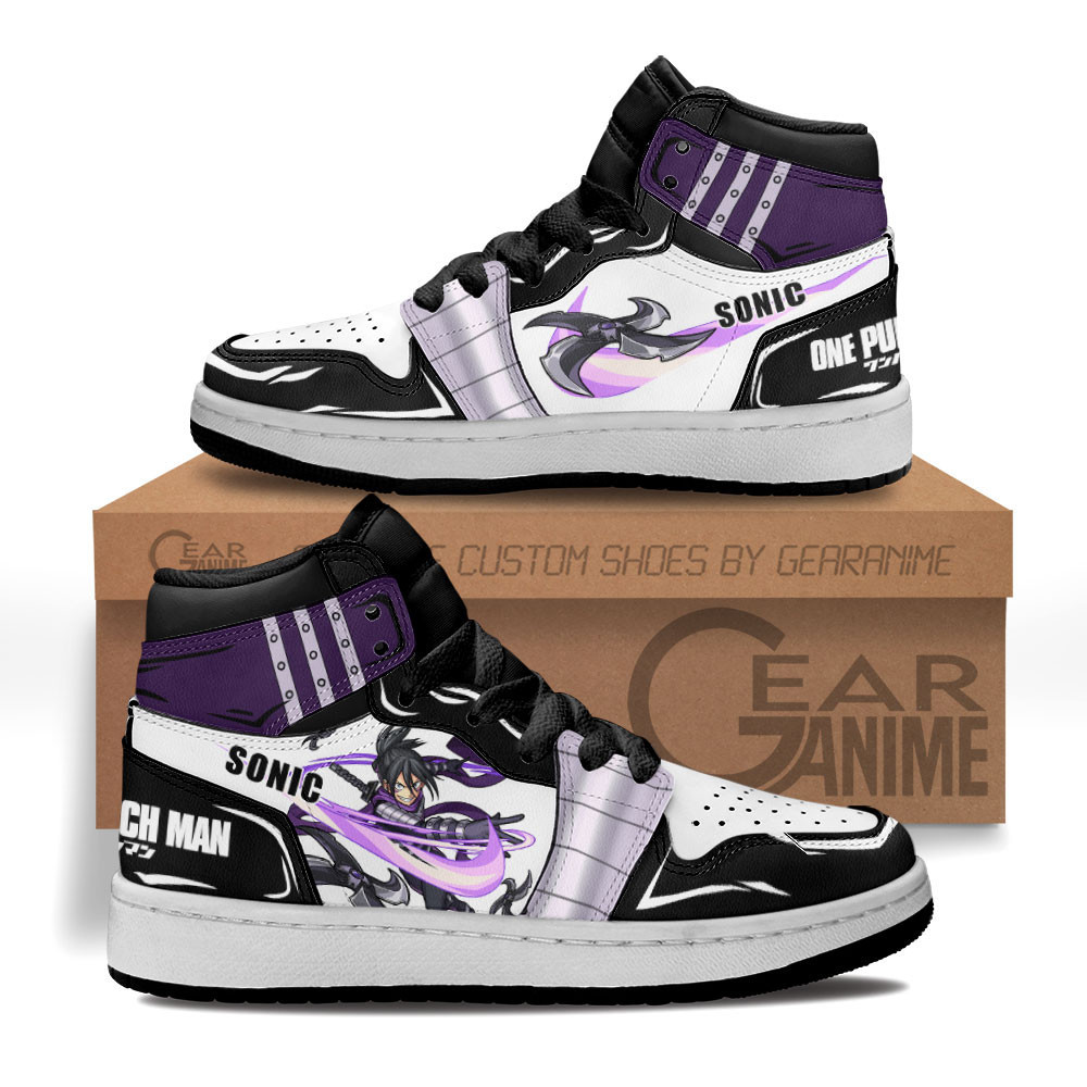 Speed-o'-Sound Sonic Custom Anime Kids High-Top Leather Sneakers
