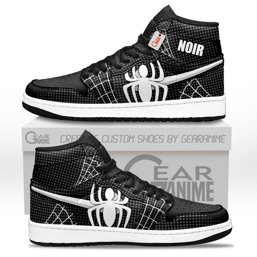 Spider Noir Personalized Custom High-Top Leather Sneakers