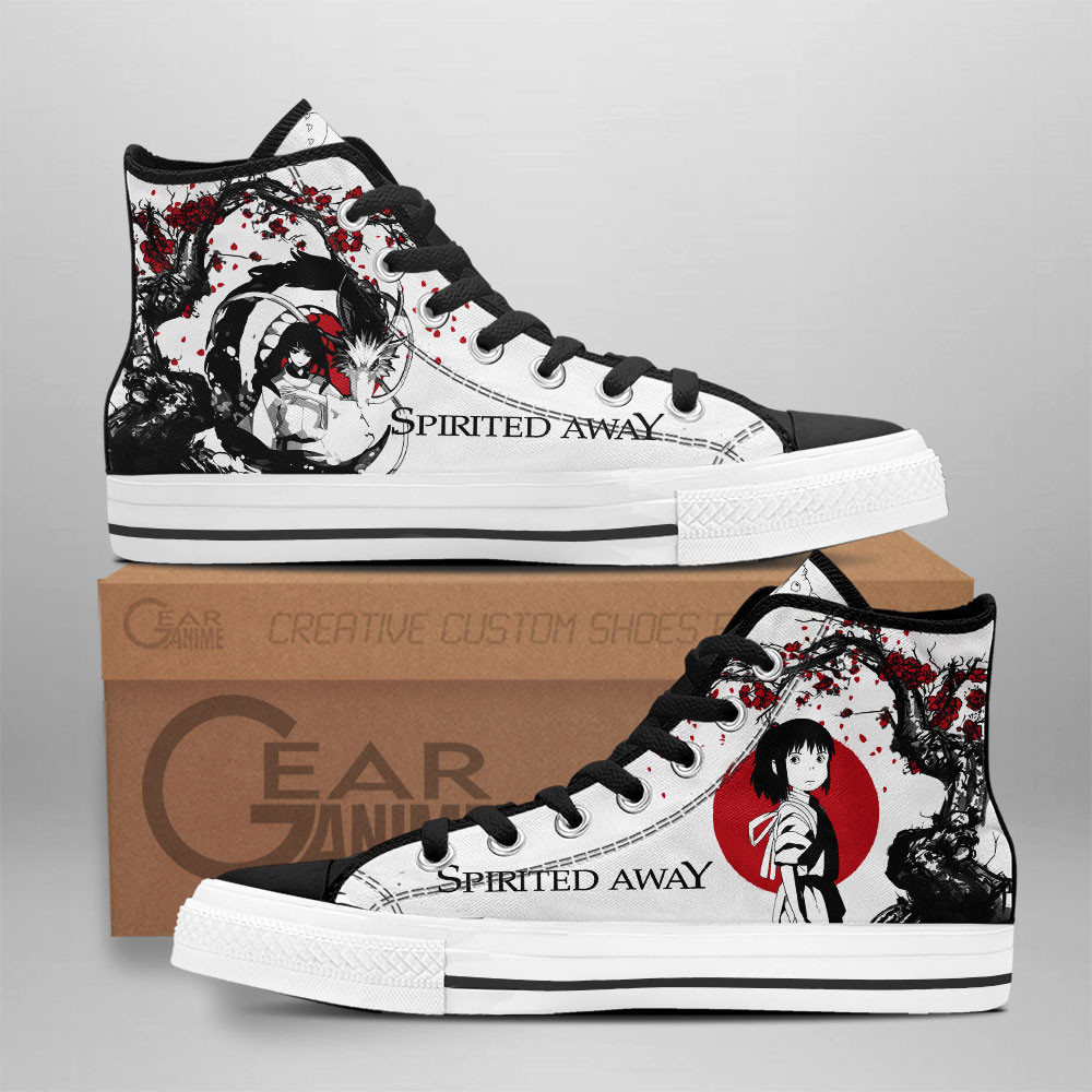 Spirited Away Chihiro and Haku Custom Anime High-Top Canvas Shoes NTT060