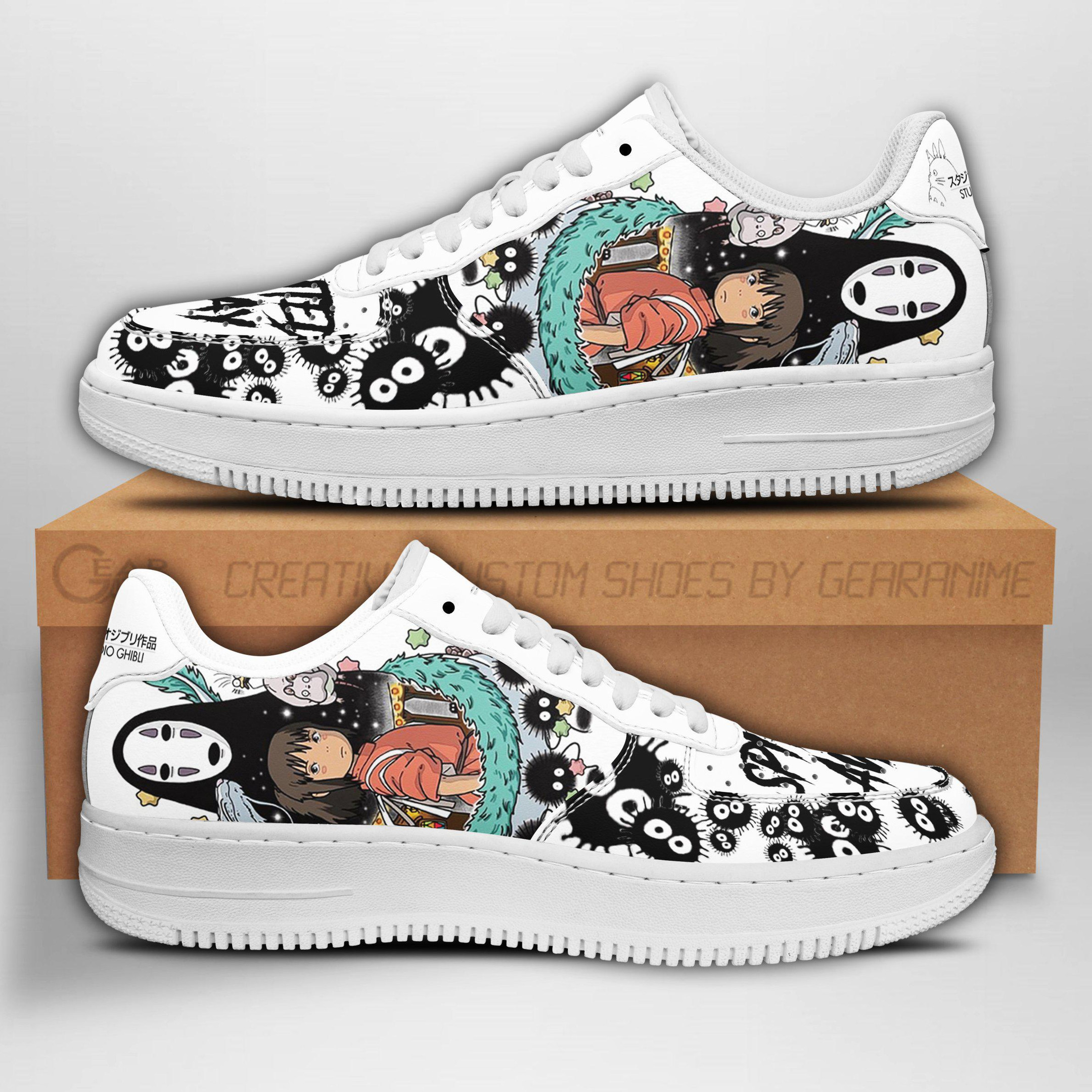 Spirited Away No Face Chichiro Custom Anime Low-Top Leather Sneakers