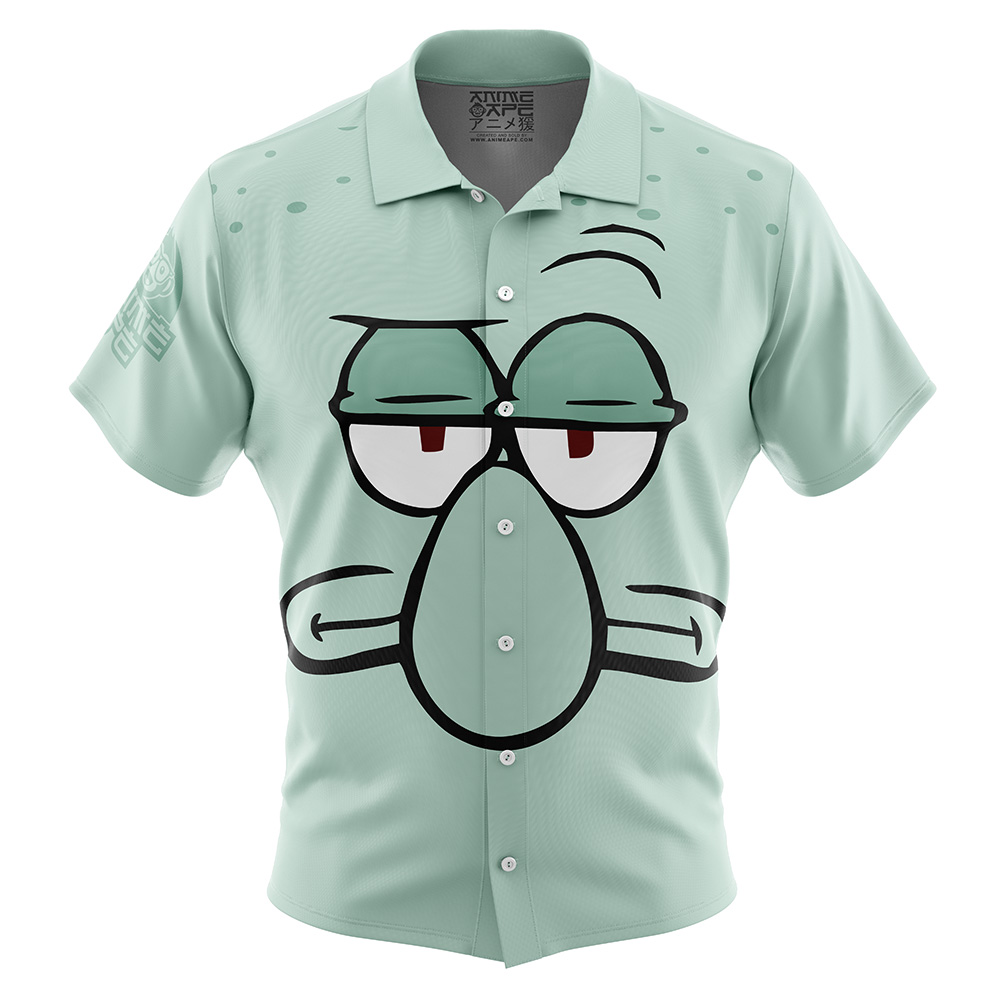 Squidward Face Spongebob Squarepants Button Up Hawaiian Shirt