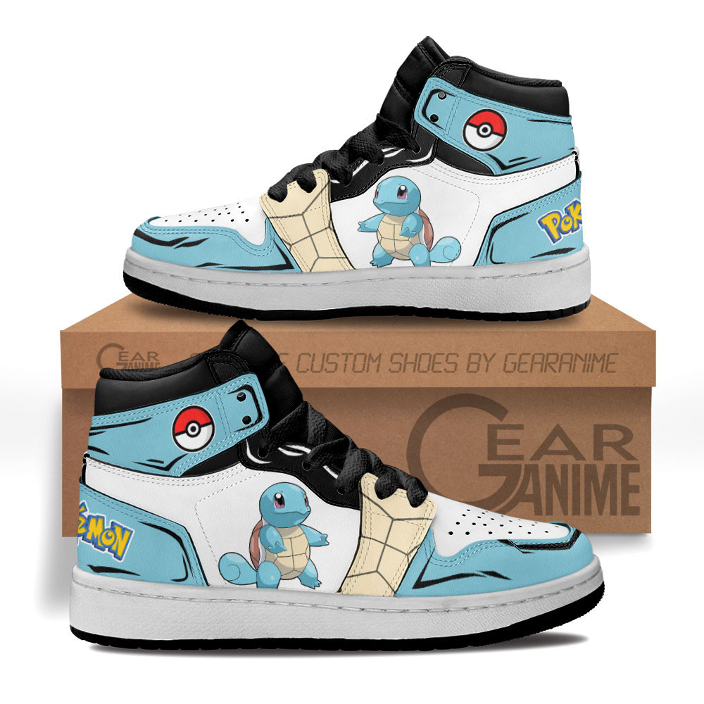 Squirtle Custom Anime Kids High-Top Leather Sneakers