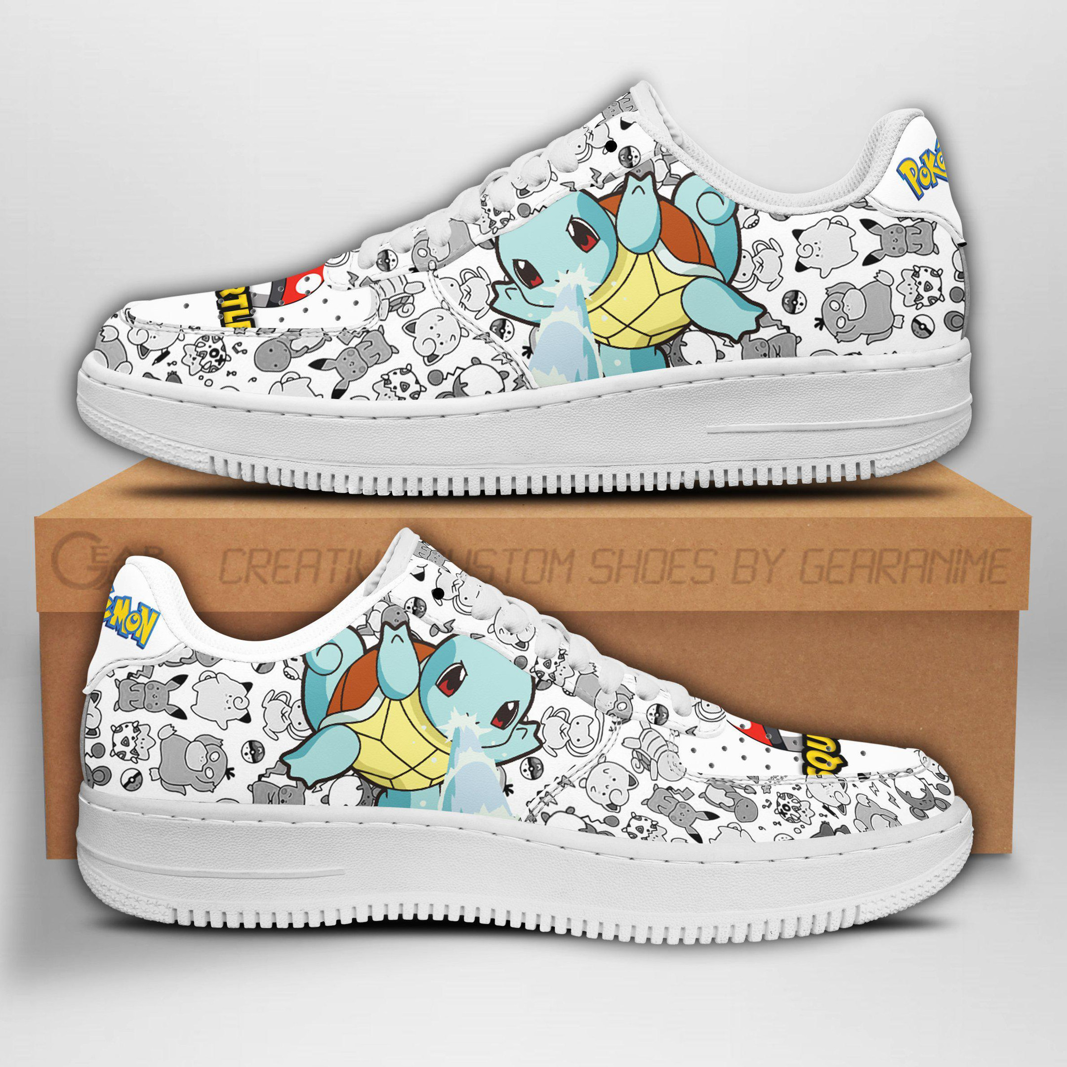 Squirtle Custom Anime Low-Top Leather Sneakers